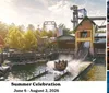 The image showcases a summer celebration at a theme park with a water ride thrill rides live shows pottery activities and fireworks scheduled from June 6 to August 2 2026