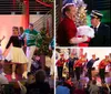 A group of people are performing on stage in festive holiday sweaters exuding a cheerful Christmas spirit