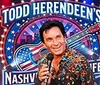The image is a vibrant collage promoting Todd Herendeens Nashville Nightlife Dinner Theatre featuring neon-lit Broadway street scenes a band performing on stage and a plate of Southern food