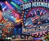 The image is a vibrant collage promoting Todd Herendeens Nashville Nightlife Dinner Theatre featuring neon-lit Broadway street scenes a band performing on stage and a plate of Southern food