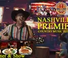 The image advertises a Nashville country music residency featuring live performances with a dinner and show package set in an energetic atmosphere