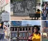 A group of people is standing on a sidewalk reading a historical marker titled Nashville Sit-Ins in an urban setting