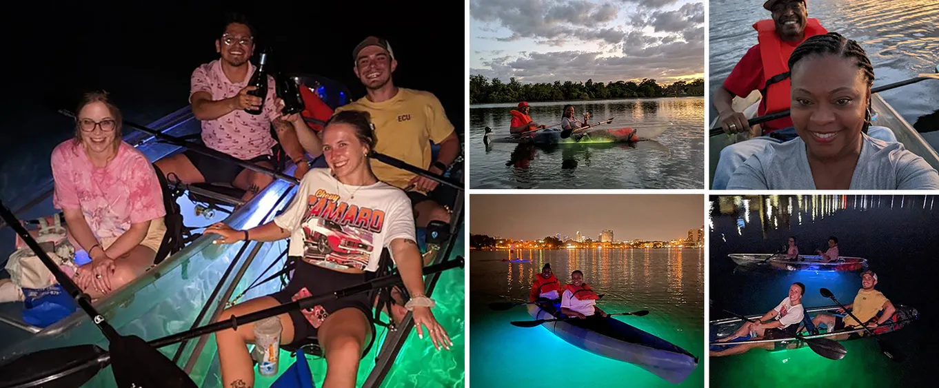 Neon Glow Clear Kayak or Paddleboard Tour & Champagne Toast in Orlando, FL