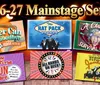 This image showcases promotional graphics for the 2026-27 Mainstage Series featuring six different theater productions