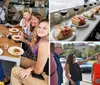 A group of people are enjoying drinks and smiling together at an outdoor table