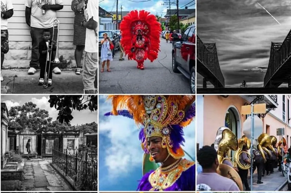 This image is a collage featuring six different photographs that showcase a mix of everyday life moments and vibrant cultural expressions likely from a location known for its rich heritage and celebrations