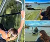 A person is paddling a transparent kayak over clear water offering a view of the underwater environment