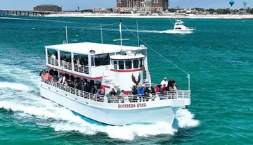 A double-deck tour boat named 