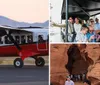 A modified off-road vehicle with Buck Wild Grand Canyon Hummer Tours branding is parked beside a Twin Otter aircraft with Grand Canyon Airlines on its tail on a clear day at an airport tarmac