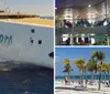 The image shows a large Balearia catamaran ferry named Jaume II on the water near a coastal city