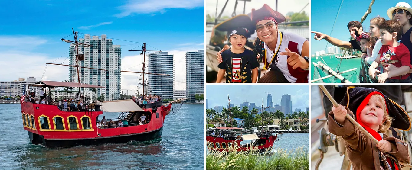 Pirate Boat Sightseeing Cruise - Ahoy, Matey! Set Sail on an unforgettable tour of Biscayne Bay, Venetian Islands and homes of the rich and famous on Miami’s ICONIC Pirate Boat!