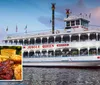 A riverboat named Jungle Queen IV offers barbeque dining experiences as indicated by the inset images of various grilled foods