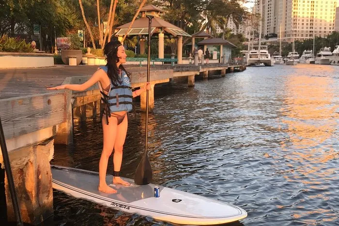 Sunset on Paddleboard Experience in Las Olas Fort Lauderdale Photo