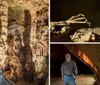 A family is observing the intricate formations inside a beautifully lit cavern