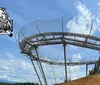 A person is enjoying a ride on an alpine coaster amidst green surroundings on a sunny day