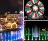 A child in a Santa hat looks out a window at a brightly lit Ferris wheel at night with a quote saying BEST experience in Pigeon Forge attributed to Angela