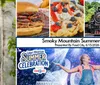 The image advertises the Smoky Mountain Summer Celebration at Dollywood highlighting various attractions and a new ride Night Flight Expedition launching in 2026