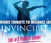 The image is a promotional poster for a tribute show to Michael Jackson called Invincible claiming to be the 1 Tribute Show scheduled for Saturday June 15