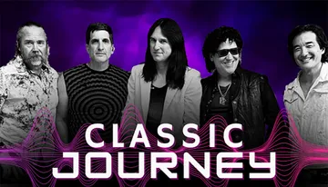 The image features five individuals standing in front of a purple background with the text 