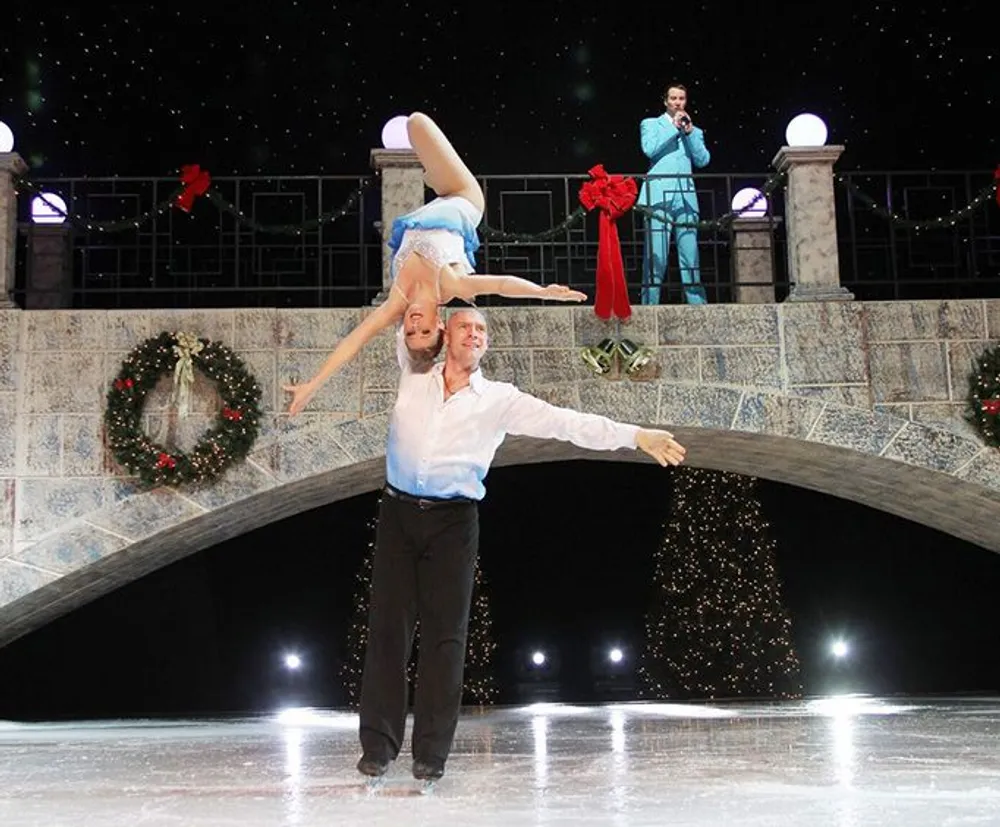 Couple Skating at Christmas on Ice