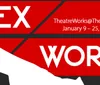 The image is a promotional poster for a theatrical production titled Tragedy Sound at TheatreWorksTheSquare running from July 11 to 27 2025 set against a scenic background of water and cliffs