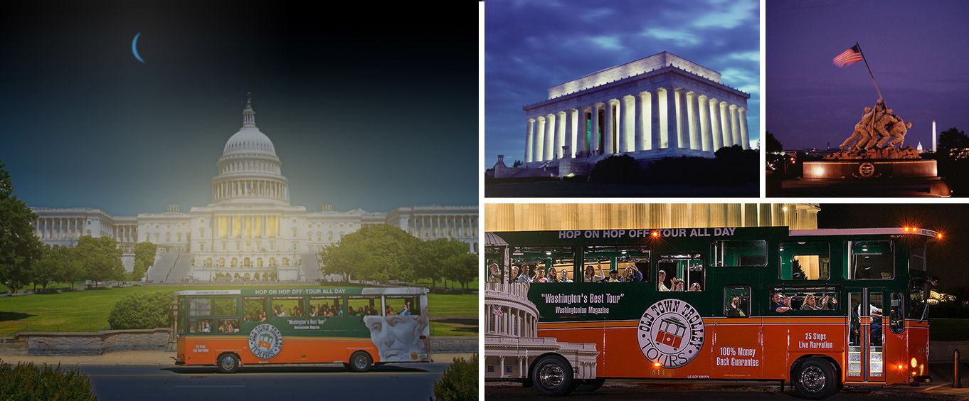 See Incredible Monuments with Monuments by Moonlight Trolley Tour